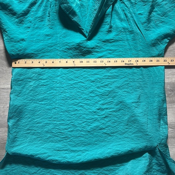 NWT Redwood Court teal blue split neck tunic bamboo silk Top Size L - Picture 4 of 8